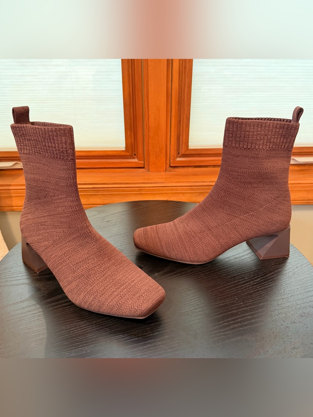 Women’s Vivaia Block Heeled Brown Stretch 
Boots